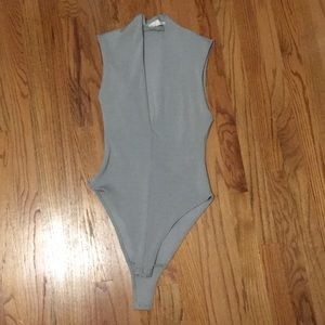 Ribbed Deep V Structured Bodysuit